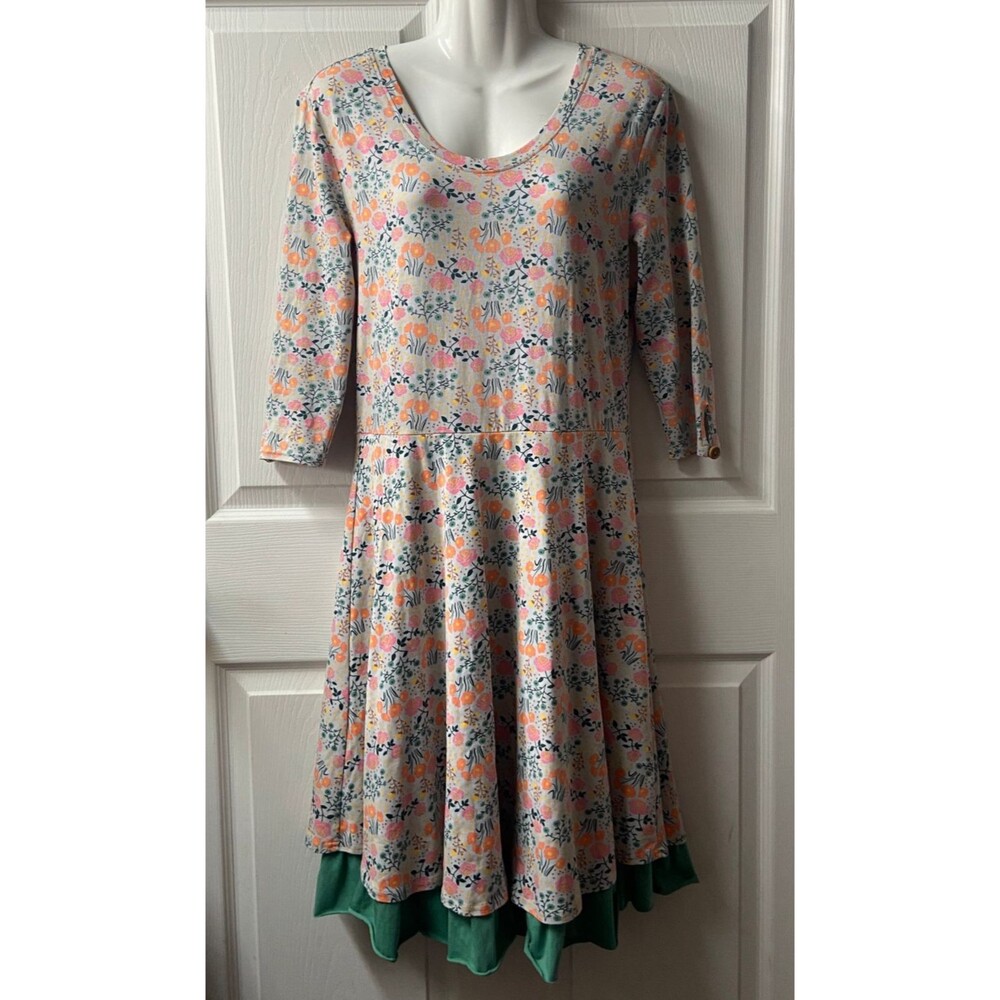 Matilda Jane With Joanna Gaines Womens Jersey Dress Medium Floral Stretch Green